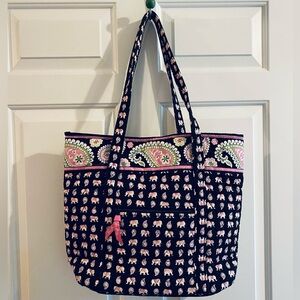 Vera Bradley Paisley Large Tote Bag, Retired Pink Elephant Pattern